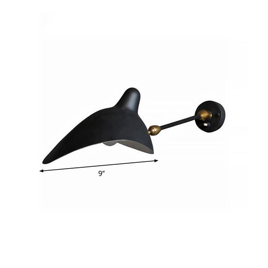 Modern 1/3-Light Duckbill Wall Sconce With Black Metallic Shade Adjustable Living Room Lamp