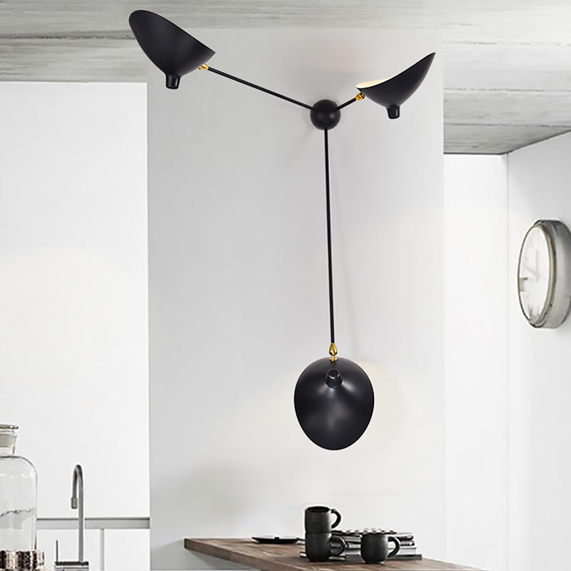 Modern 1/3-Light Duckbill Wall Sconce With Black Metallic Shade Adjustable Living Room Lamp 3 /