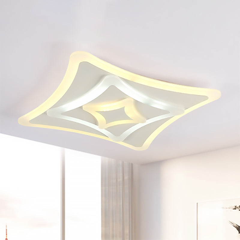 Plafonnier LED encastré - Design acrylique ultra fin et simple avec lumière chaude/blanche pour chambre à coucher