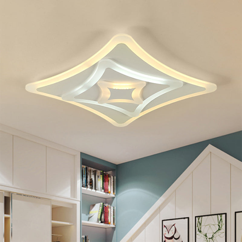 Plafonnier LED encastré - Design acrylique ultra fin et simple avec lumière chaude/blanche pour chambre à coucher