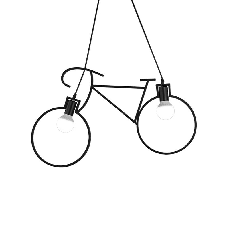 Industrial Style Metal Pendant Light Fixture With Bicycle Design - Black/White Indoor Hanging Lamp