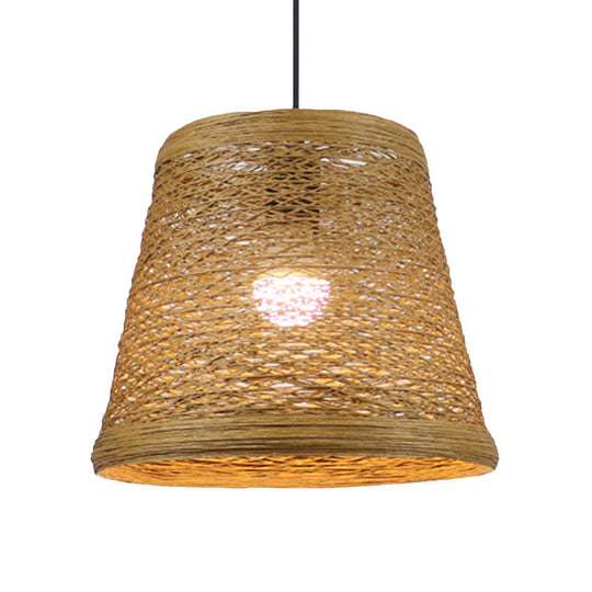 Country Style Rattan Fiber Pendant Lamp - Conic Hanging Lighting For Dining Table