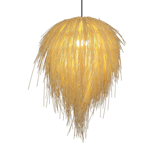 Tapered Hanging Light - Modern Rattan Pendant Lamp In Beige (1 Head) 16/19.5 Wide Ideal For