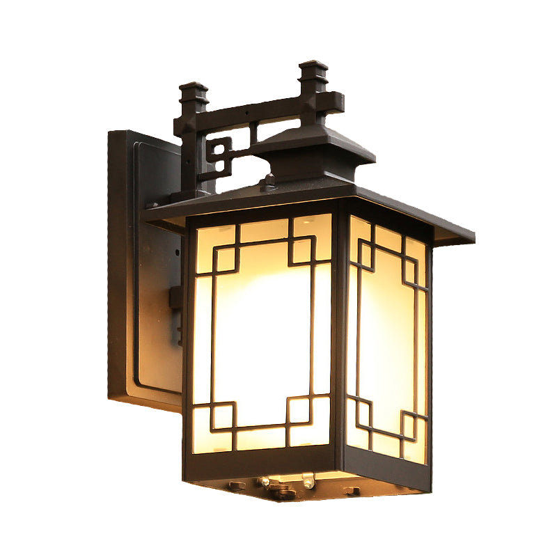 1-Head Countryside Wall Mounted Sconce Lamp With Aluminum Black Finish And Open Bottom Design