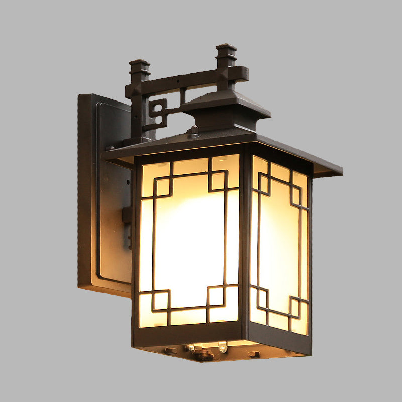 1-Head Countryside Wall Mounted Sconce Lamp With Aluminum Black Finish And Open Bottom Design