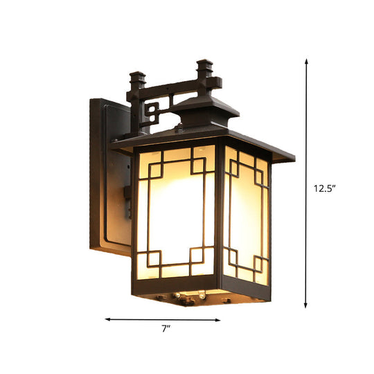 1-Head Countryside Wall Mounted Sconce Lamp With Aluminum Black Finish And Open Bottom Design