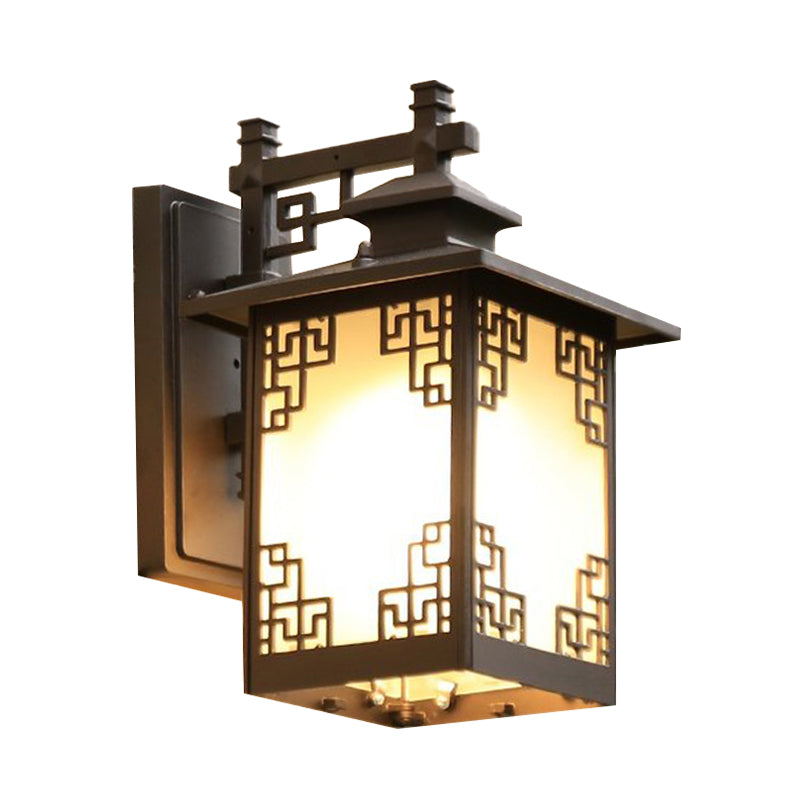 1-Head Countryside Wall Mounted Sconce Lamp With Aluminum Black Finish And Open Bottom Design