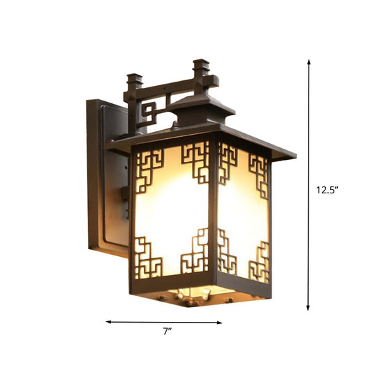 1-Head Countryside Wall Mounted Sconce Lamp With Aluminum Black Finish And Open Bottom Design