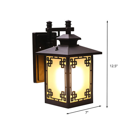 1-Head Countryside Wall Mounted Sconce Lamp With Aluminum Black Finish And Open Bottom Design