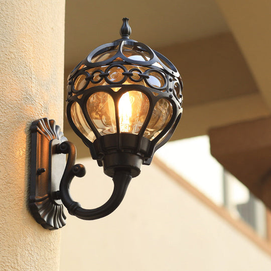 Modern Wall Sconce Light - Aluminum Black/Brass Sphere Lamp With Clear Glass Shade