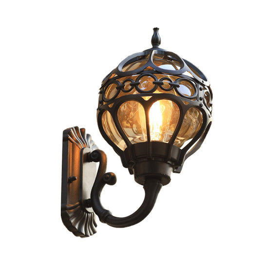 Modern Wall Sconce Light - Aluminum Black/Brass Sphere Lamp With Clear Glass Shade