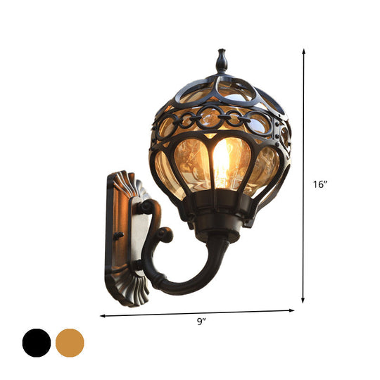 Modern Wall Sconce Light - Aluminum Black/Brass Sphere Lamp With Clear Glass Shade