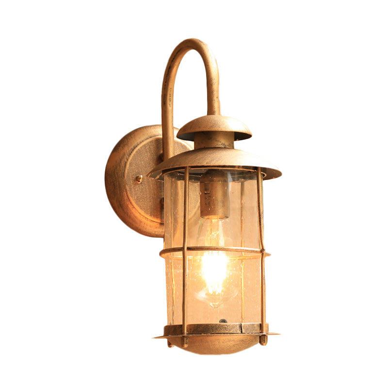 Country Water Glass Bamboo Shape Wall Light Fixture - Brass 1 Mounted Lamp