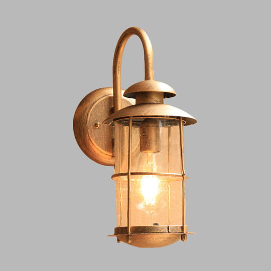 Country Water Glass Bamboo Shape Wall Light Fixture - Brass 1 Mounted Lamp