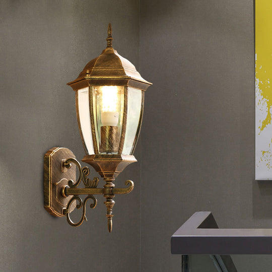 Clear Glass Pinecone Sconce Light - Outdoor Wall Mounted Lamp In Black/Bronze Bronze