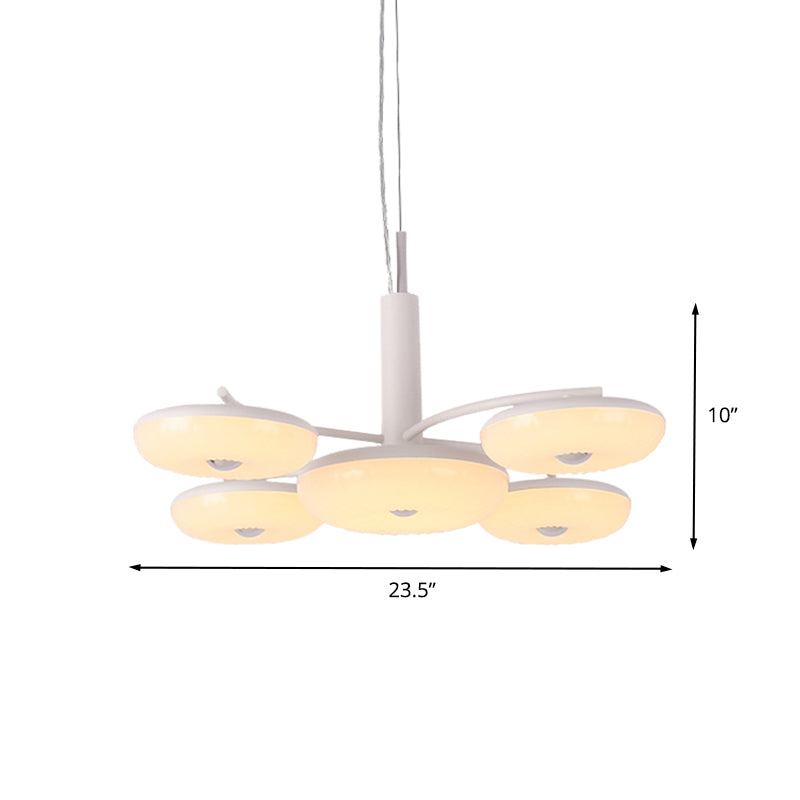 Modernist Acrylic 5-Light Led Round Hanging Chandelier Ceiling Lamp - White