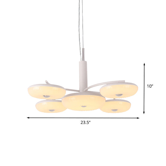 Modernist Acrylic 5-Light Led Round Hanging Chandelier Ceiling Lamp - White