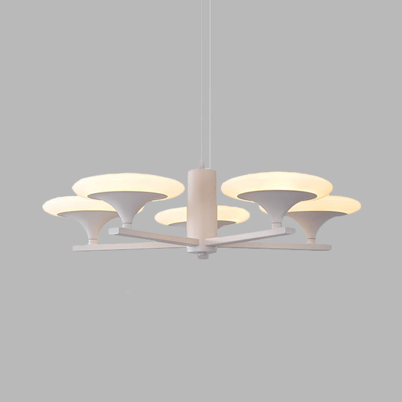 Modern White Radial Chandelier Pendant Light - 5 Heads 23.5/28 Wide Acrylic Led Up Hanging Lamp