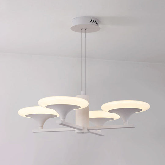 Modern White Radial Chandelier Pendant Light - 5 Heads 23.5/28 Wide Acrylic Led Up Hanging Lamp