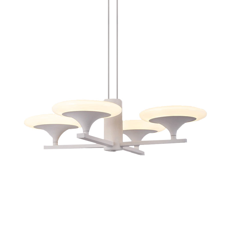 Modern White Radial Chandelier Pendant Light - 5 Heads 23.5/28 Wide Acrylic Led Up Hanging Lamp