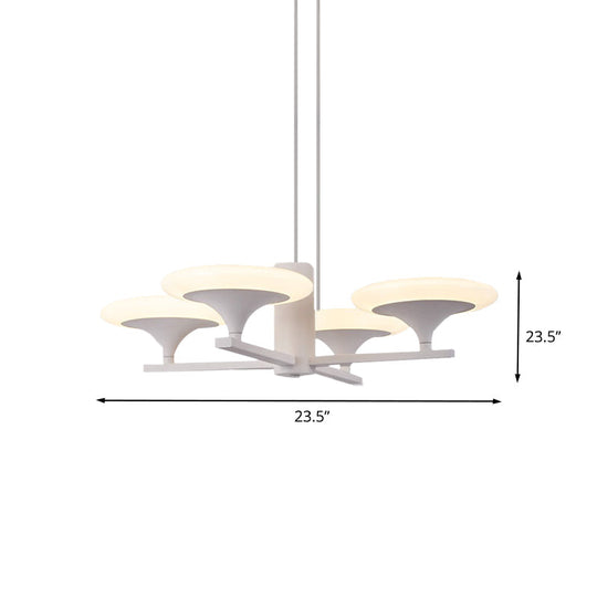 Modern White Radial Chandelier Pendant Light - 5 Heads 23.5/28 Wide Acrylic Led Up Hanging Lamp