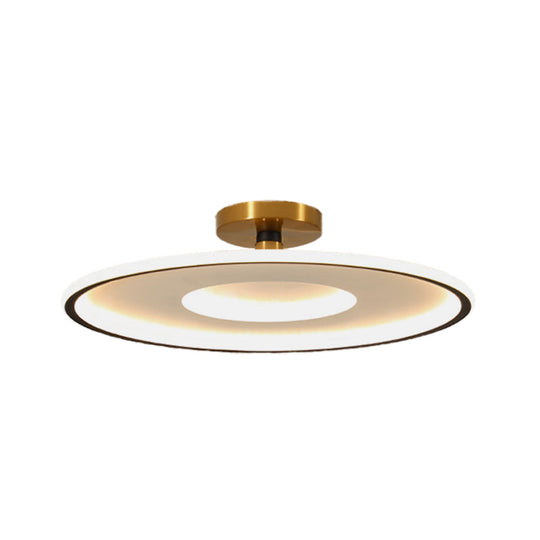 Sleek Acrylic LED Close to Ceiling Light in White/Gold or Black/Gold, 18"/21.5" Dia