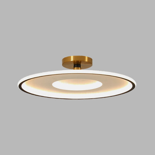 Sleek Acrylic LED Close to Ceiling Light in White/Gold or Black/Gold, 18"/21.5" Dia