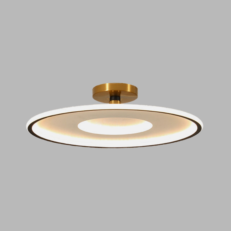 Sleek Acrylic Led Close To Ceiling Light In White/Gold Or Black/Gold 18/21.5 Dia