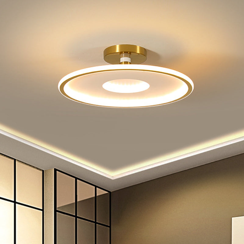 Sleek Acrylic Led Close To Ceiling Light In White/Gold Or Black/Gold 18/21.5 Dia White-Gold / 18