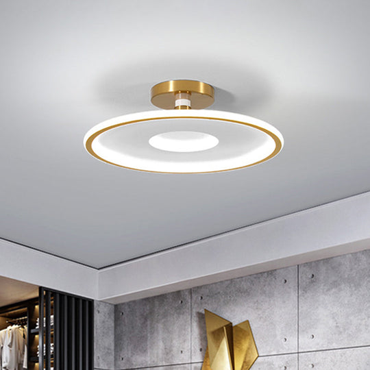 Sleek Acrylic LED Close to Ceiling Light in White/Gold or Black/Gold, 18"/21.5" Dia