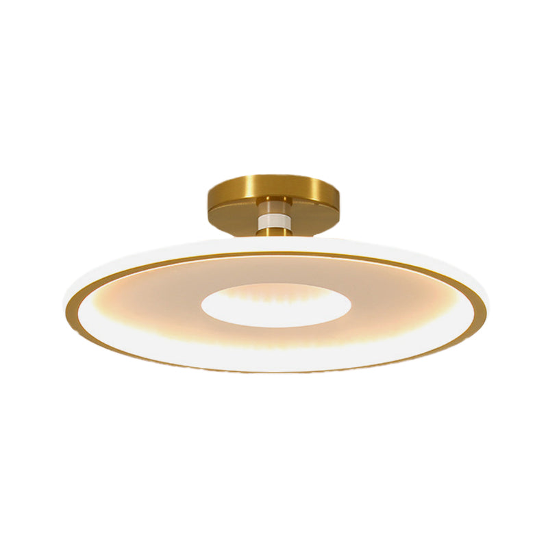 Sleek Acrylic LED Close to Ceiling Light in White/Gold or Black/Gold, 18"/21.5" Dia