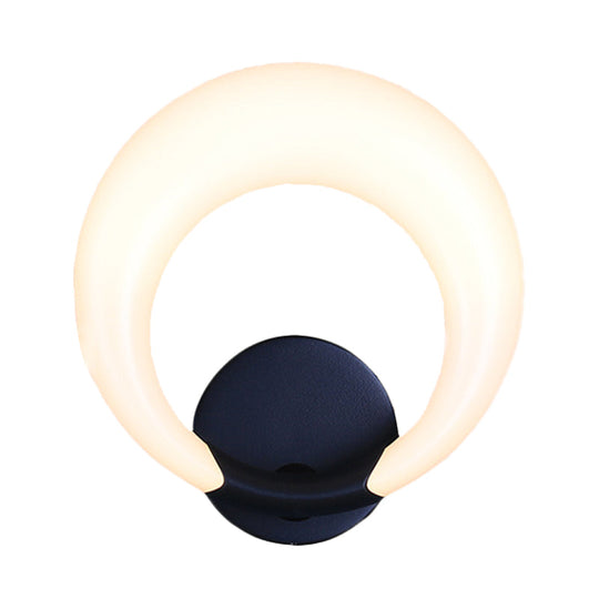 Nordic Style Led Bedside Wall Sconce - White/Black Crescent Moon Acrylic Shade