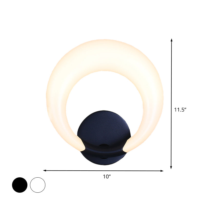 Nordic Style Led Bedside Wall Sconce - White/Black Crescent Moon Acrylic Shade