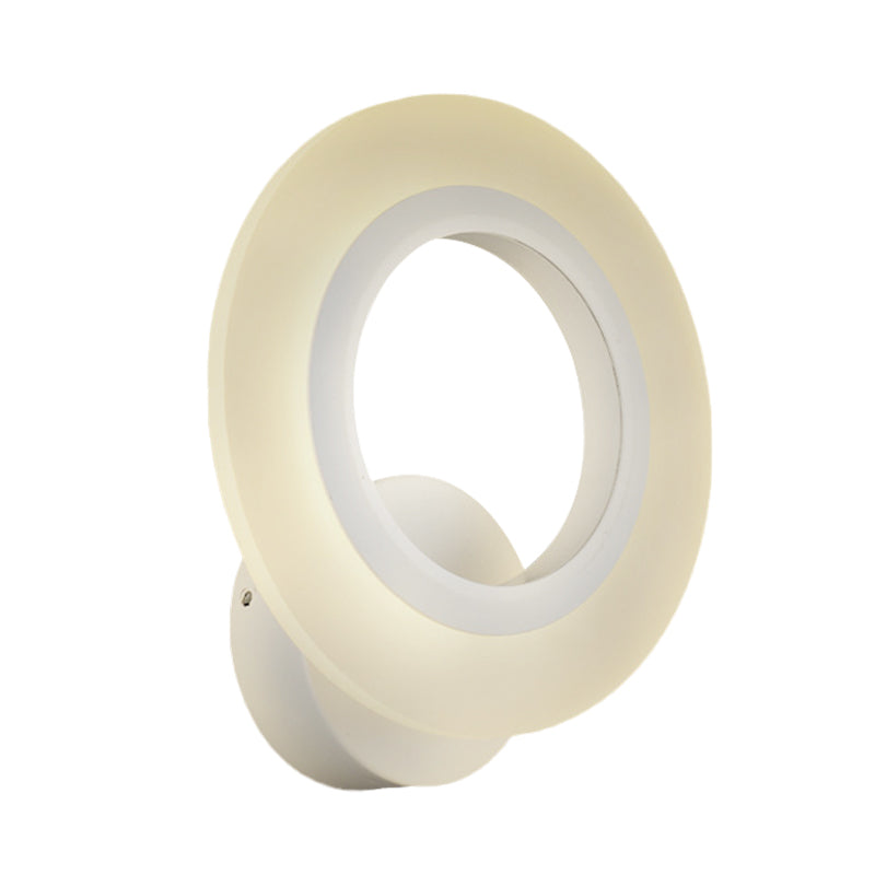 Contemporary Led Wall Sconce Lamp - White Ring Design With Acrylic Shade Warm/White Light