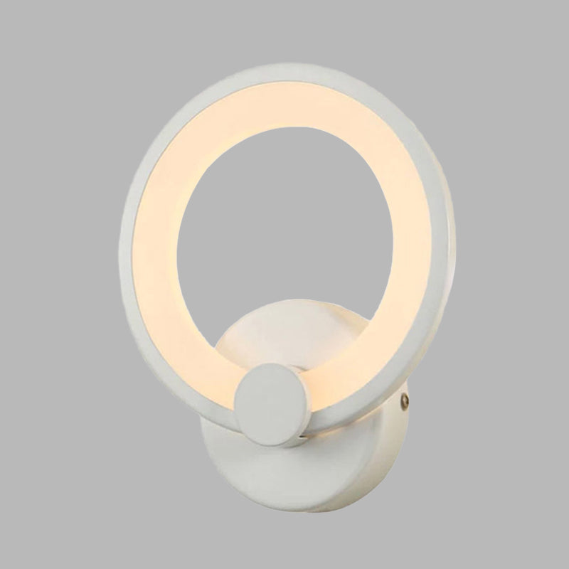 White Led Acrylic Hoop Wall Sconce - Minimalist Mounted Lamp For Corners