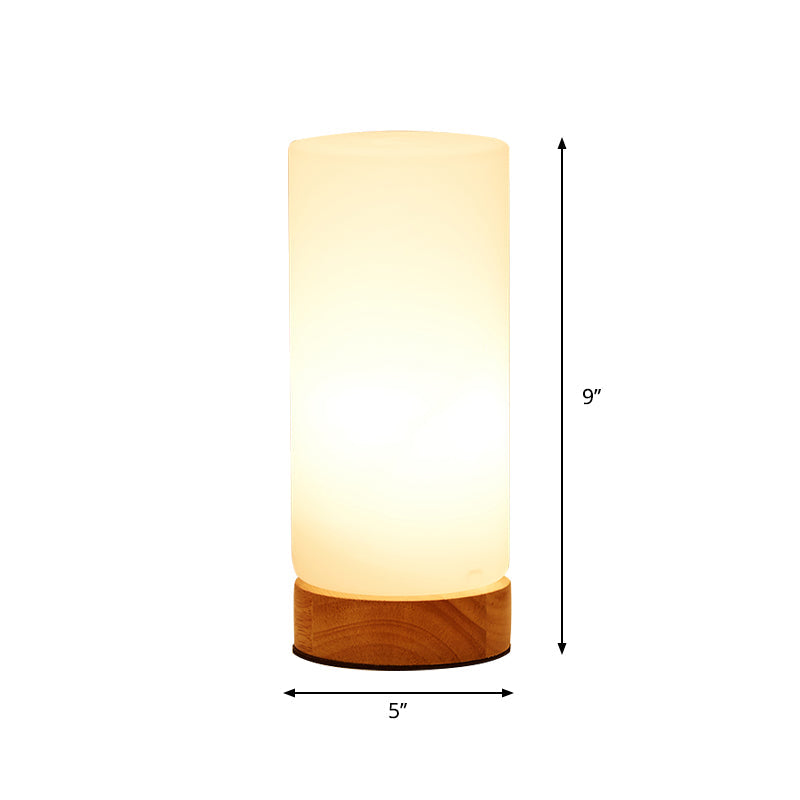 Modern Wood White Glass Book Light With Single Bulb - Globe/Cylinder/Square Shade Task Lighting