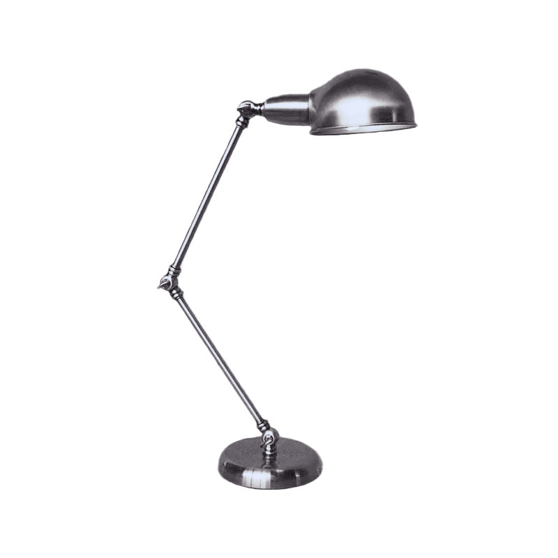 Sleek Industrial Brass/Chrome Swing Arm Desk Lamp With Dome Shade - Ideal For Reading