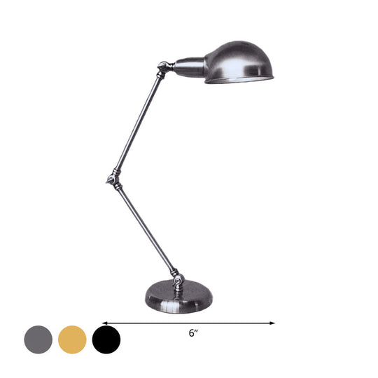 Sleek Industrial Brass/Chrome Swing Arm Desk Lamp With Dome Shade - Ideal For Reading