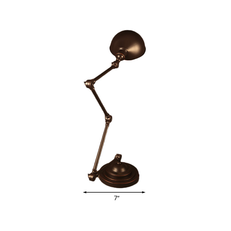 Industrial Style Dome Metal Reading Light - Bronze Swing Arm Desk Lamp For Study Room