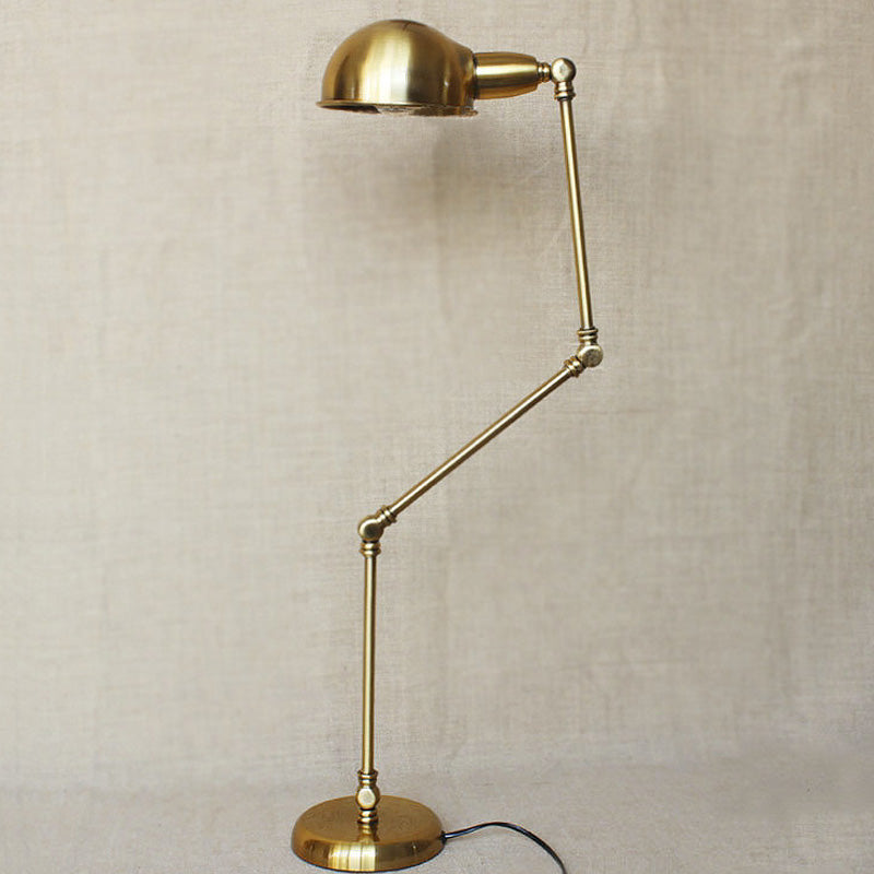 Retro Swing Arm Bedroom Desk Light With Dome Shade - Stylish Metal Design 1 Black/Brass