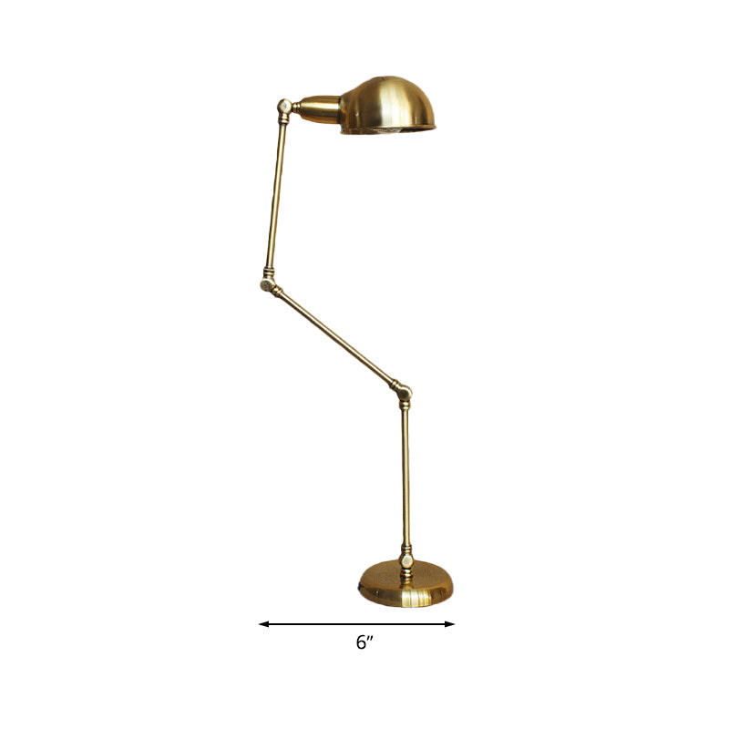 Retro Swing Arm Bedroom Desk Light With Dome Shade - Stylish Metal Design 1 Black/Brass