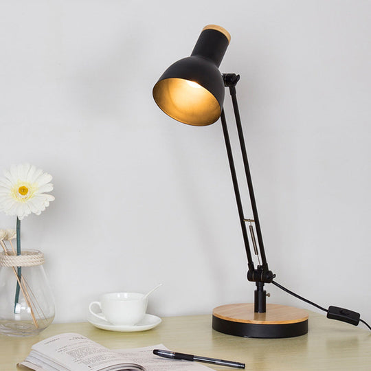 Metal Desk Lamp: Loft Style Matte Black/White Dome Shade Flexible Indoor Lighting