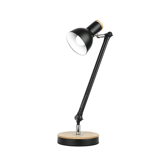 Metal Desk Lamp: Loft Style Matte Black/White Dome Shade Flexible Indoor Lighting