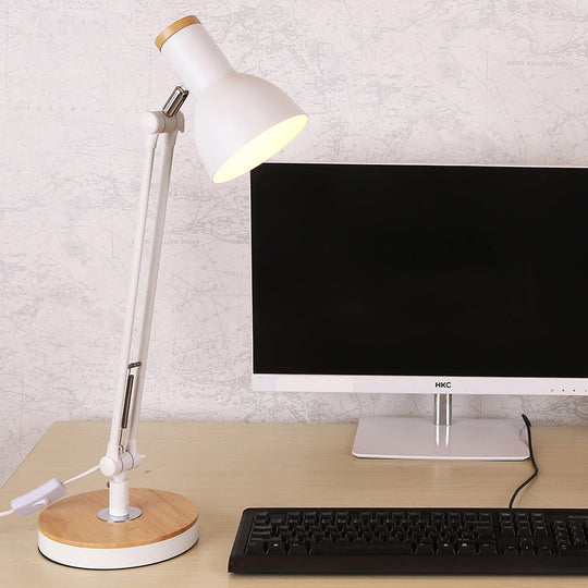 Metal Desk Lamp: Loft Style Matte Black/White Dome Shade Flexible Indoor Lighting White