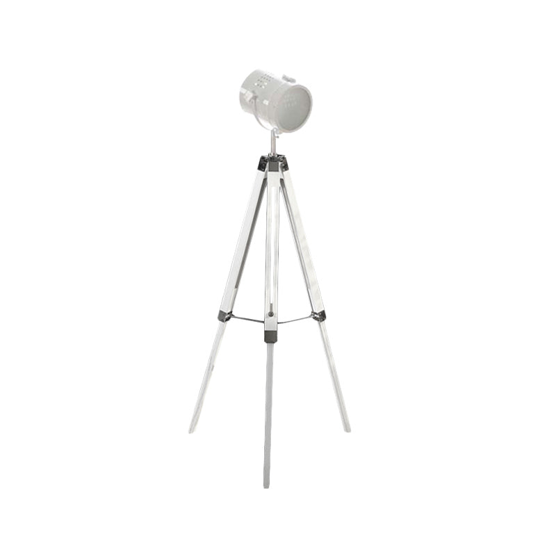 Industrial Style Tripod Floor Light With Metallic Spotlight Black/White Finish For Living Room