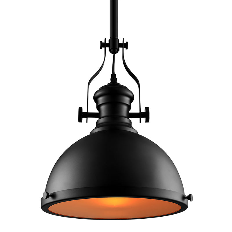 Vintage Metallic Domed Ceiling Light With Glass Diffuser - Black/White/Purple Finish 1 Pendant