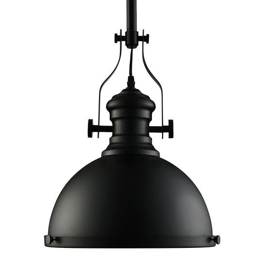 Vintage Metallic Dome Pendant Light - Black/White/Purple Finish with Glass Diffuser, 12"/16"/16.5" Dia