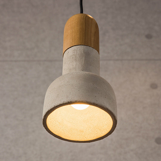 Industrial Style Cement Pendant Light - Barn Bulb, Gray/Green/Red, Hanging Cord