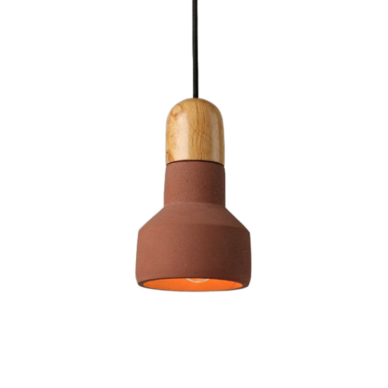 Industrial Style Cement Pendant Light - Barn Bulb, Gray/Green/Red, Hanging Cord