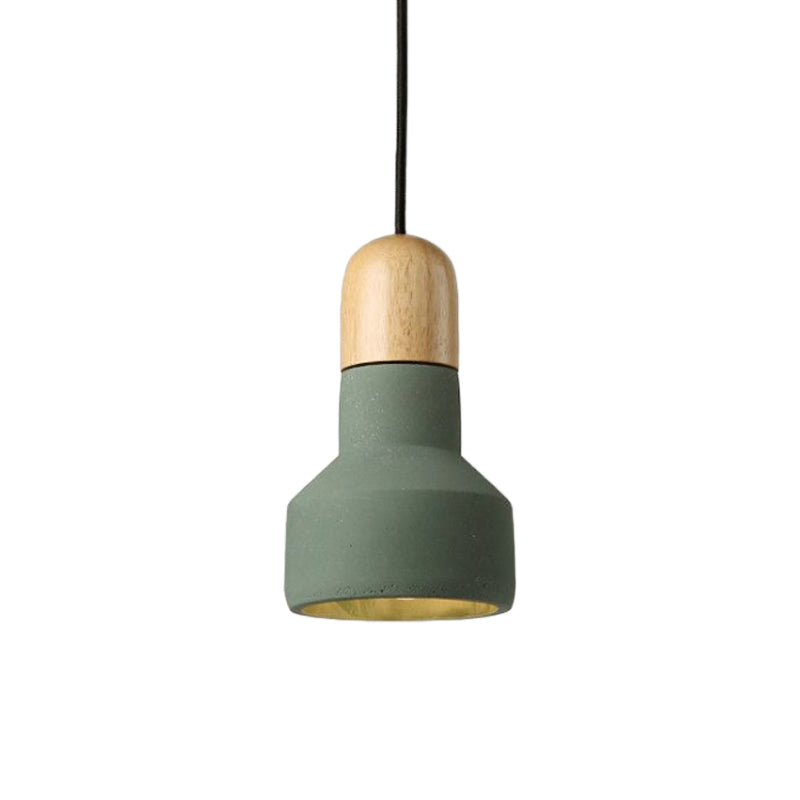 Industrial Style Gray/Green/Red Cement Barn Pendant Light With Hanging Cord - 1 Bulb Ceiling Fixture